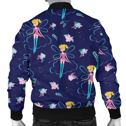 Fairy Cartoon Style Print Pattern Men Bomber Jacket