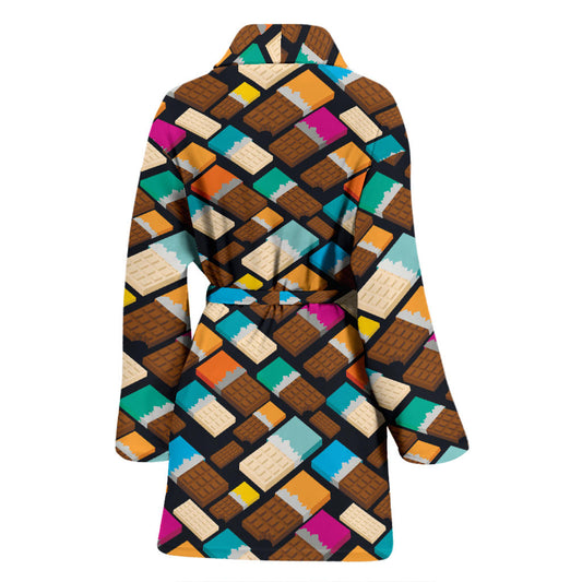 Chocolate Pattern Print Design 02 Women Bathrobe