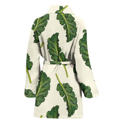 Kale Pattern Print Design 03 Women Bathrobe