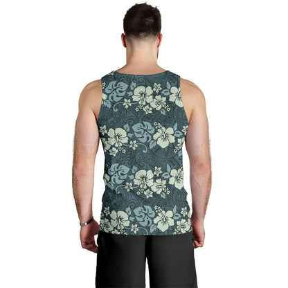 Flower Hawaiian Hibiscus Style Print Pattern Men Tank Top