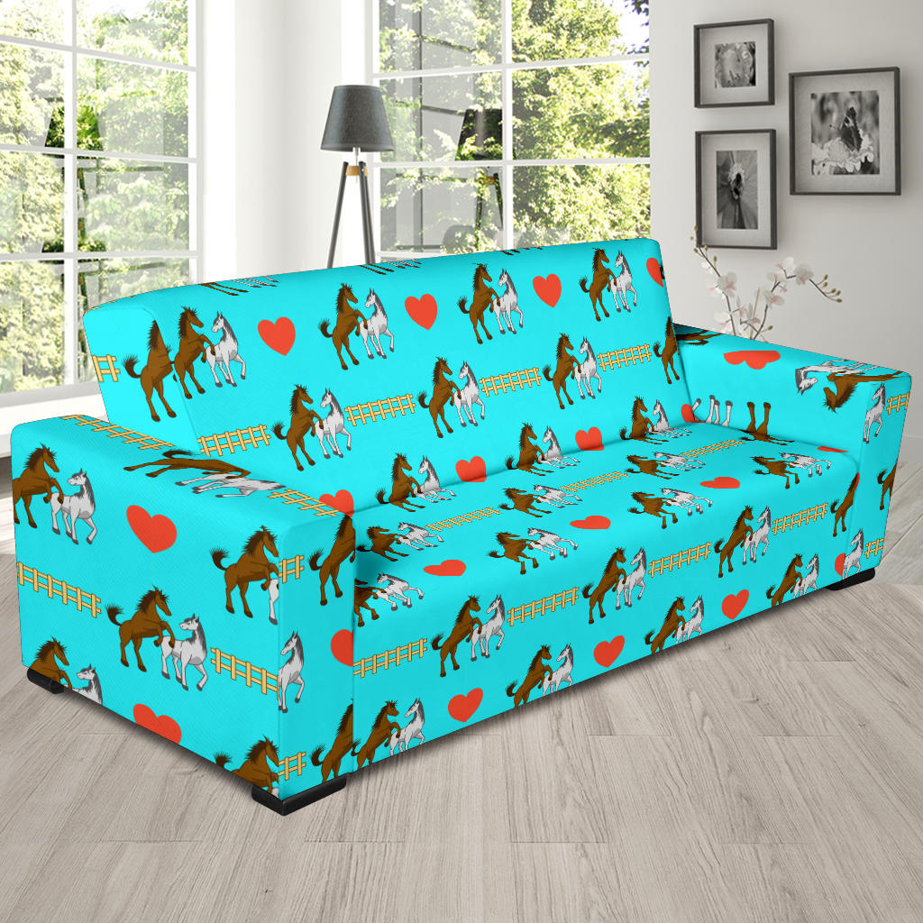 Horse Couple Love Print Design LKS309 Sofa Slipcover