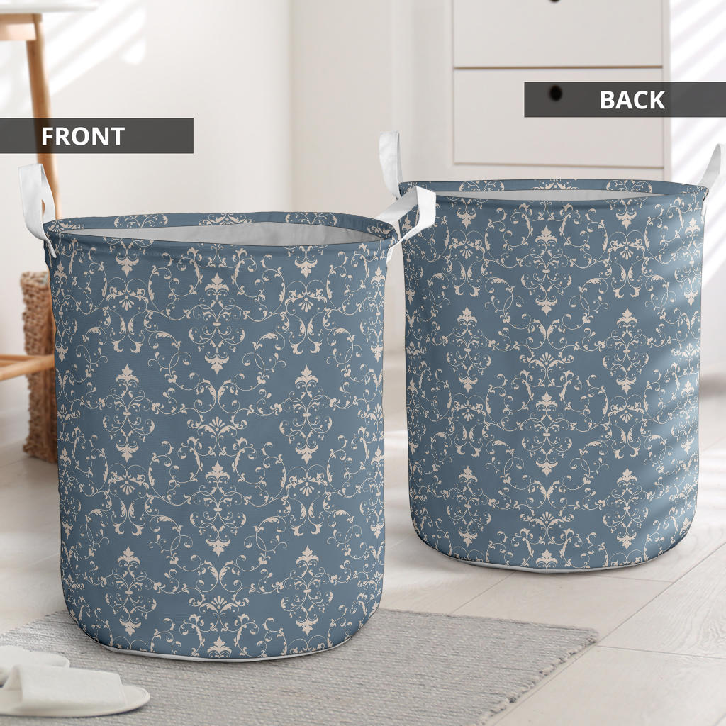 Damask Elegant Teal Print Pattern Laundry Basket