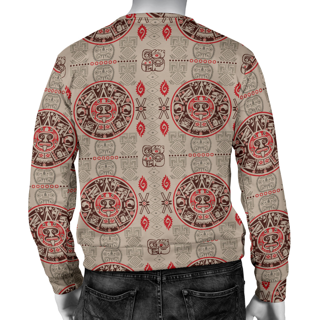 Calendar Aztec Print Pattern Men Long Sleeve Sweatshirt