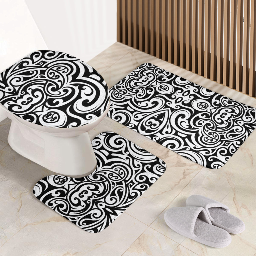 Polynesian Tattoo Pattern Bathroom Mat Set