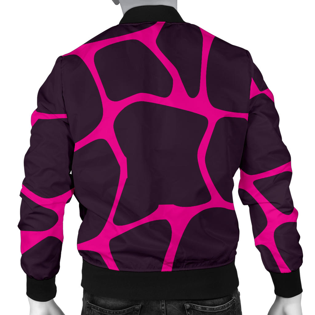 Giraffe Pink Background Texture Print Men Bomber Jacket