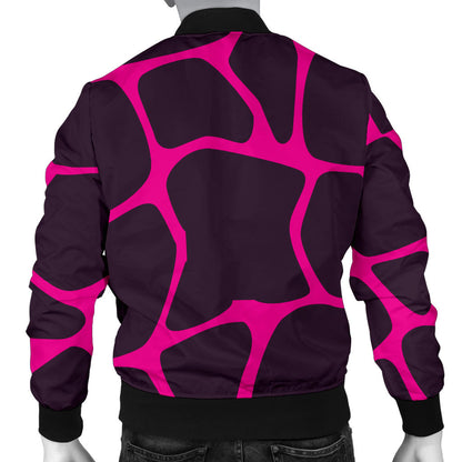 Giraffe Pink Background Texture Print Men Bomber Jacket
