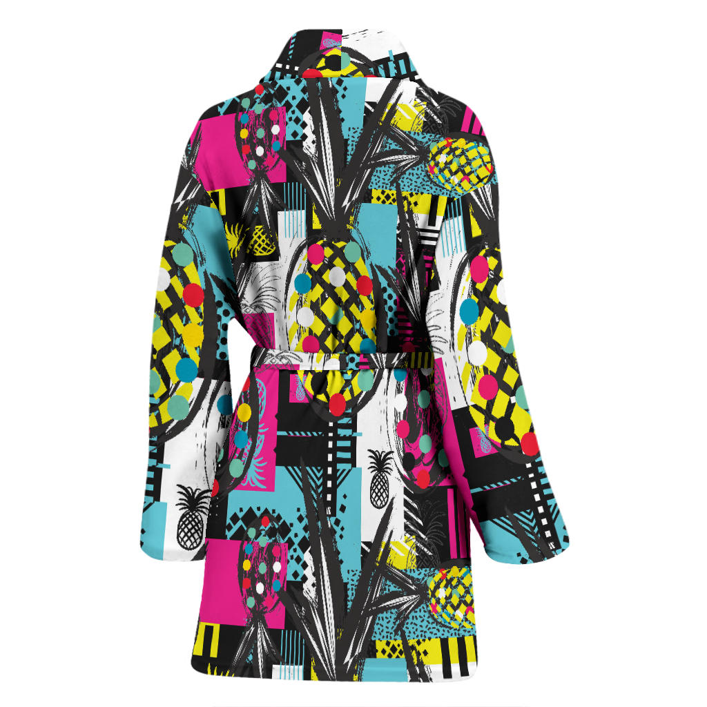 Pop Art Pineapple Pattern Print Design A02 Women Bathrobe