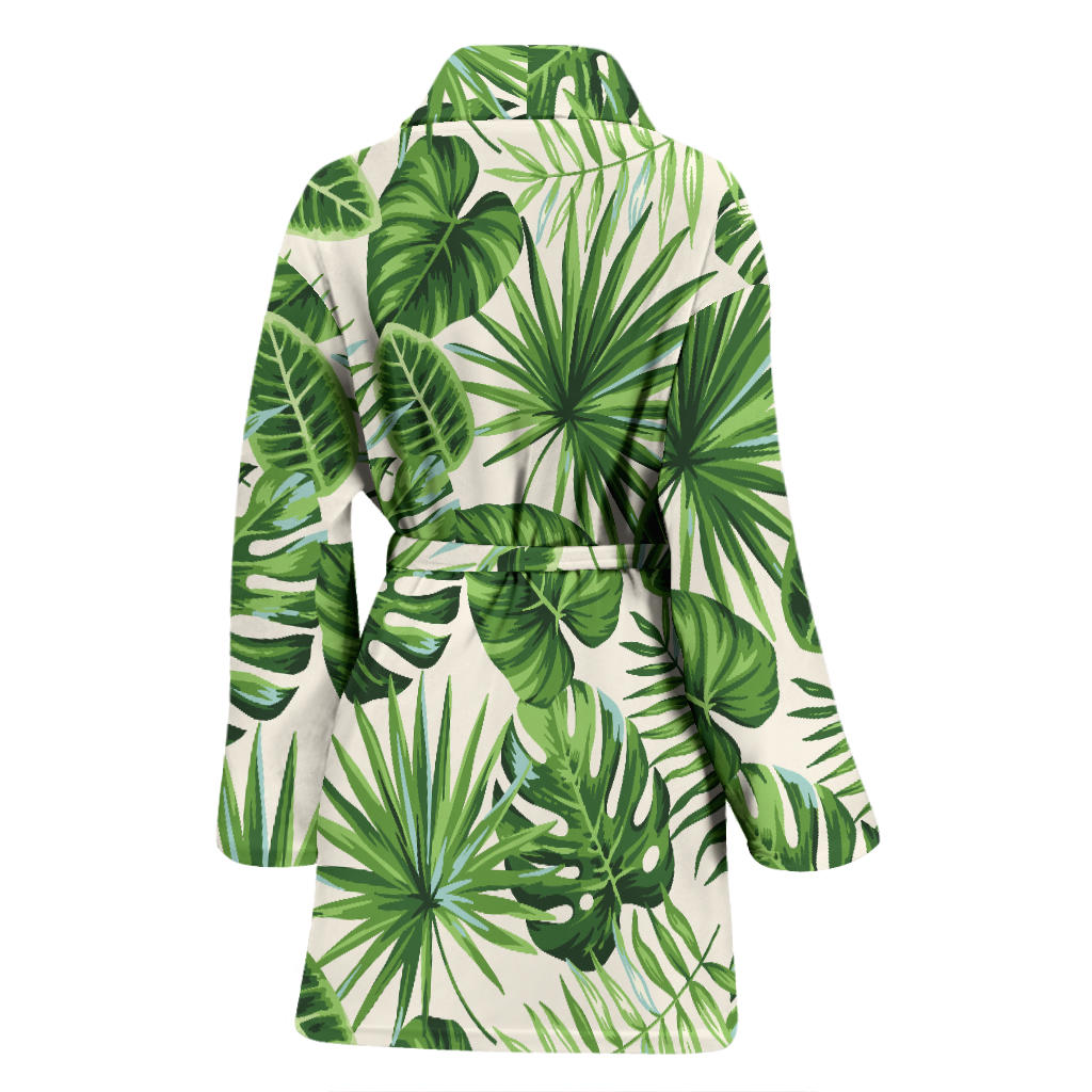 Palm Leaf Pattern Print Design A01 Women Bathrobe