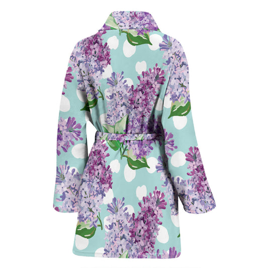 Lilac Pattern Print Design 02 Women Bathrobe