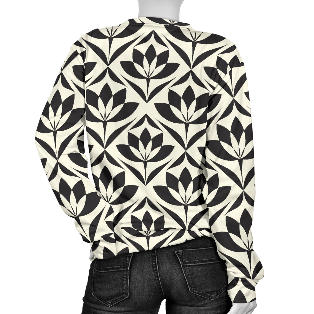Lotus Pattern Print Women Long Sleeve Sweatshirt