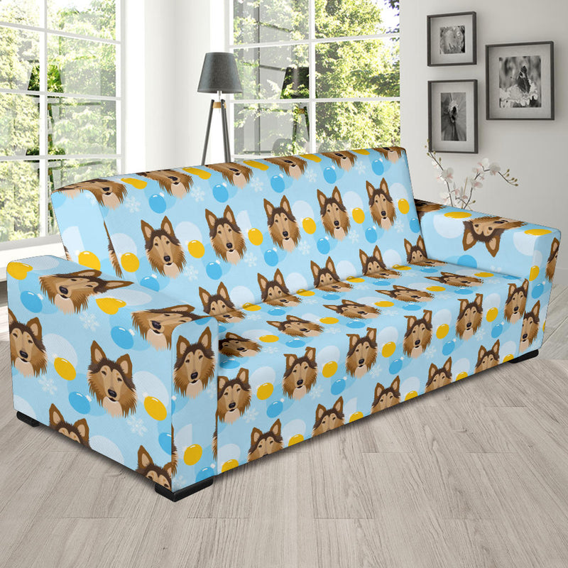 Collies Pattern Print Design 02 Sofa Slipcover