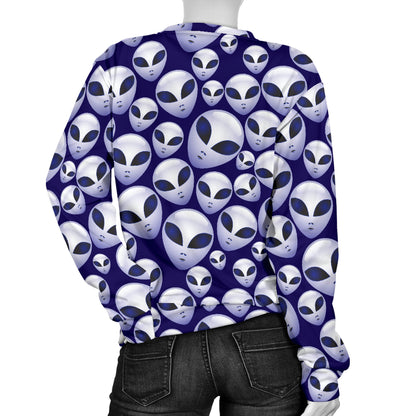 Alien Head Extraterrestrial Women Long Sleeve Sweatshirt