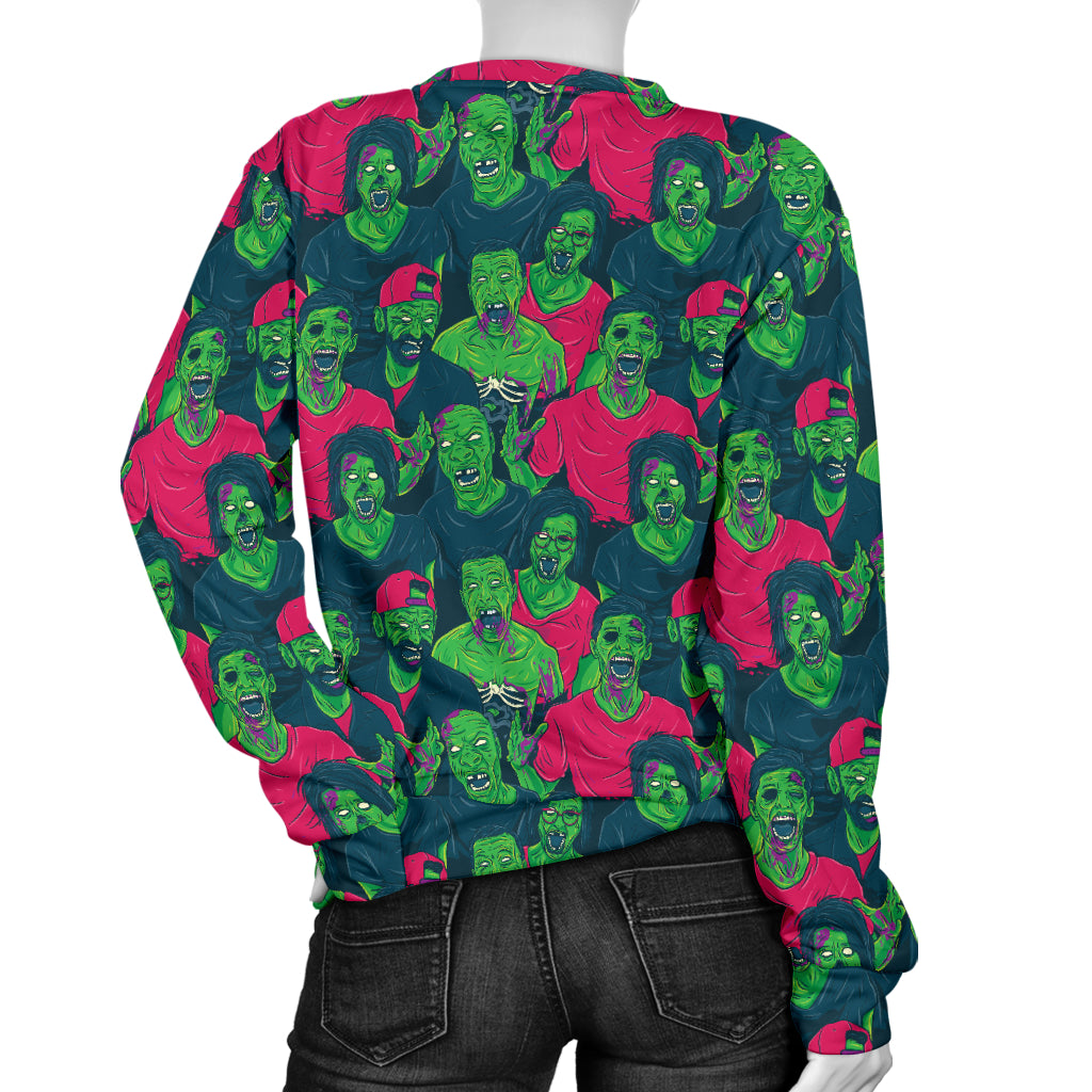 Zombie Themed Design Pattern Print Women Long Sleeve Sweatshirt