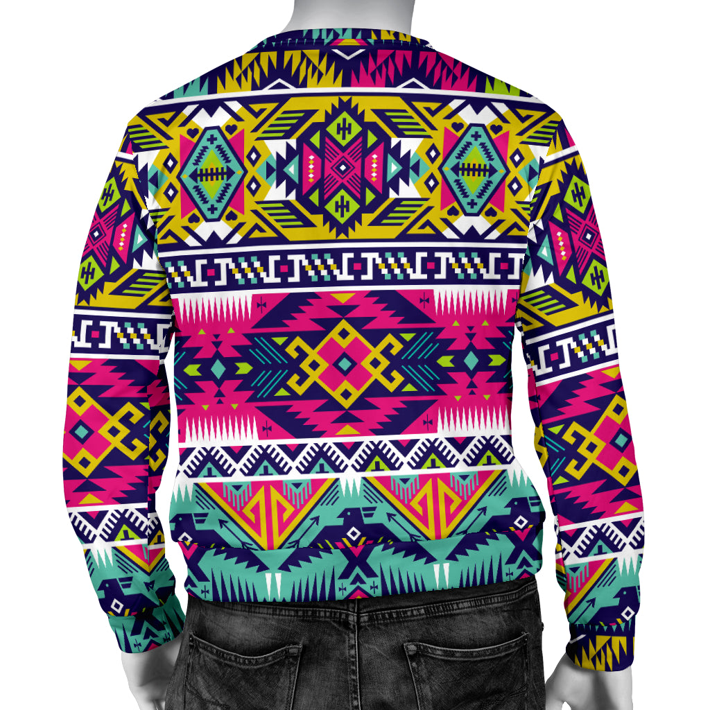 Indian Navajo Color Themed Design Print Men Long Sleeve Sweatshirt