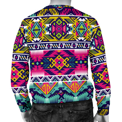 Indian Navajo Color Themed Design Print Men Long Sleeve Sweatshirt
