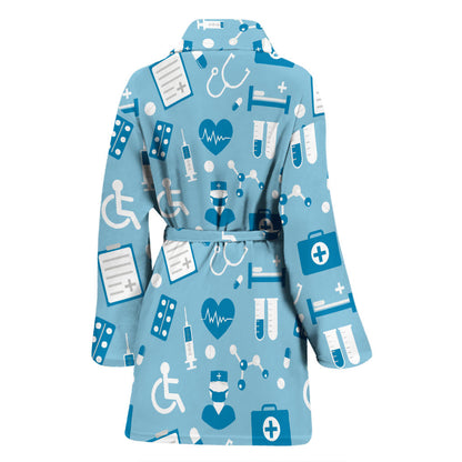 Medical Pattern Print Design 05 Women Bathrobe