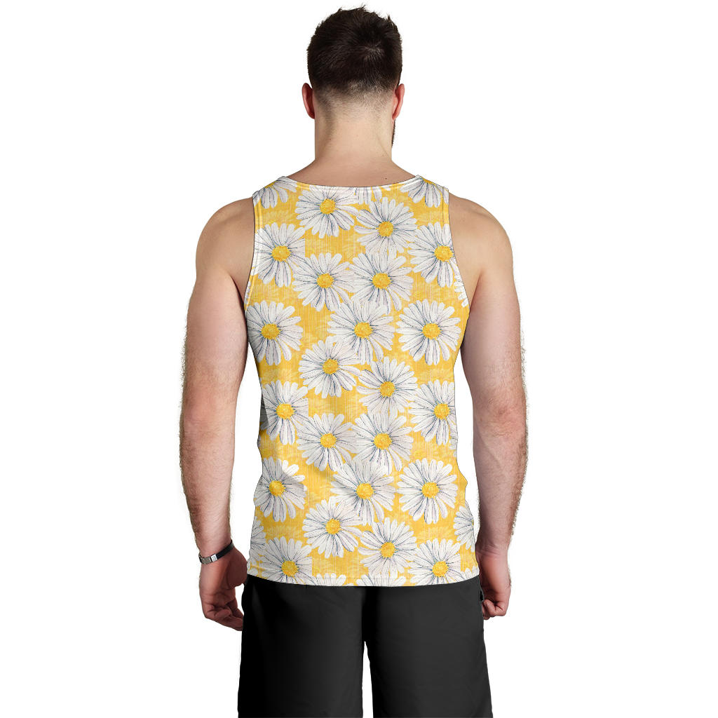 Daisy Yellow Watercolor Print Pattern Men Tank Top