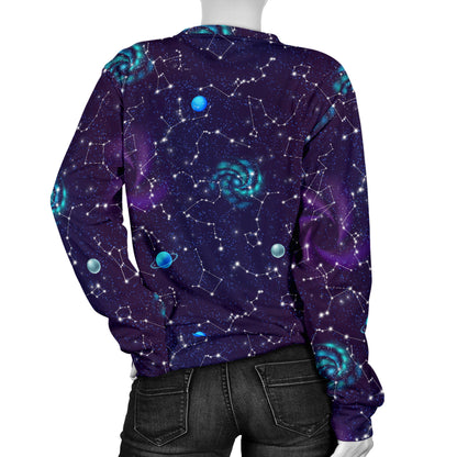 Zodiac Galaxy Design Print Women Long Sleeve Sweatshirt