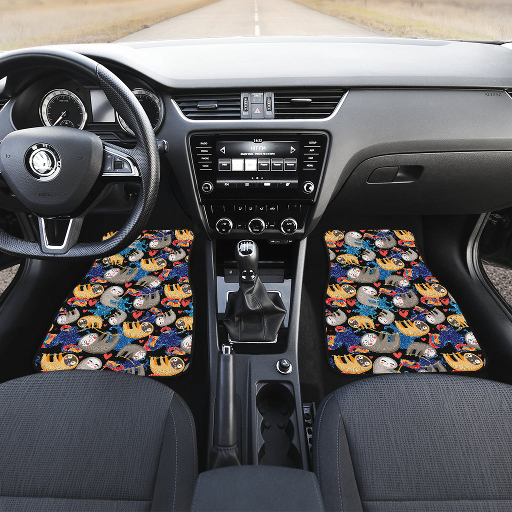 Sloth Cartoon Design Themed Print Car Floor Mats Front Back