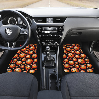 Basketball Black Background Pattern Car Floor Mats Front Back