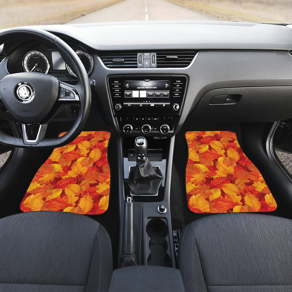 Elm Leave Autum Print Pattern Car Floor Mats Front Back