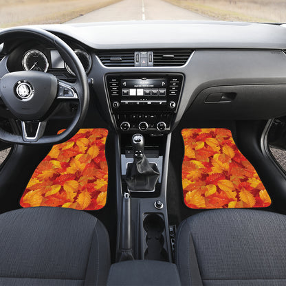 Elm Leave Autum Print Pattern Car Floor Mats Front Back