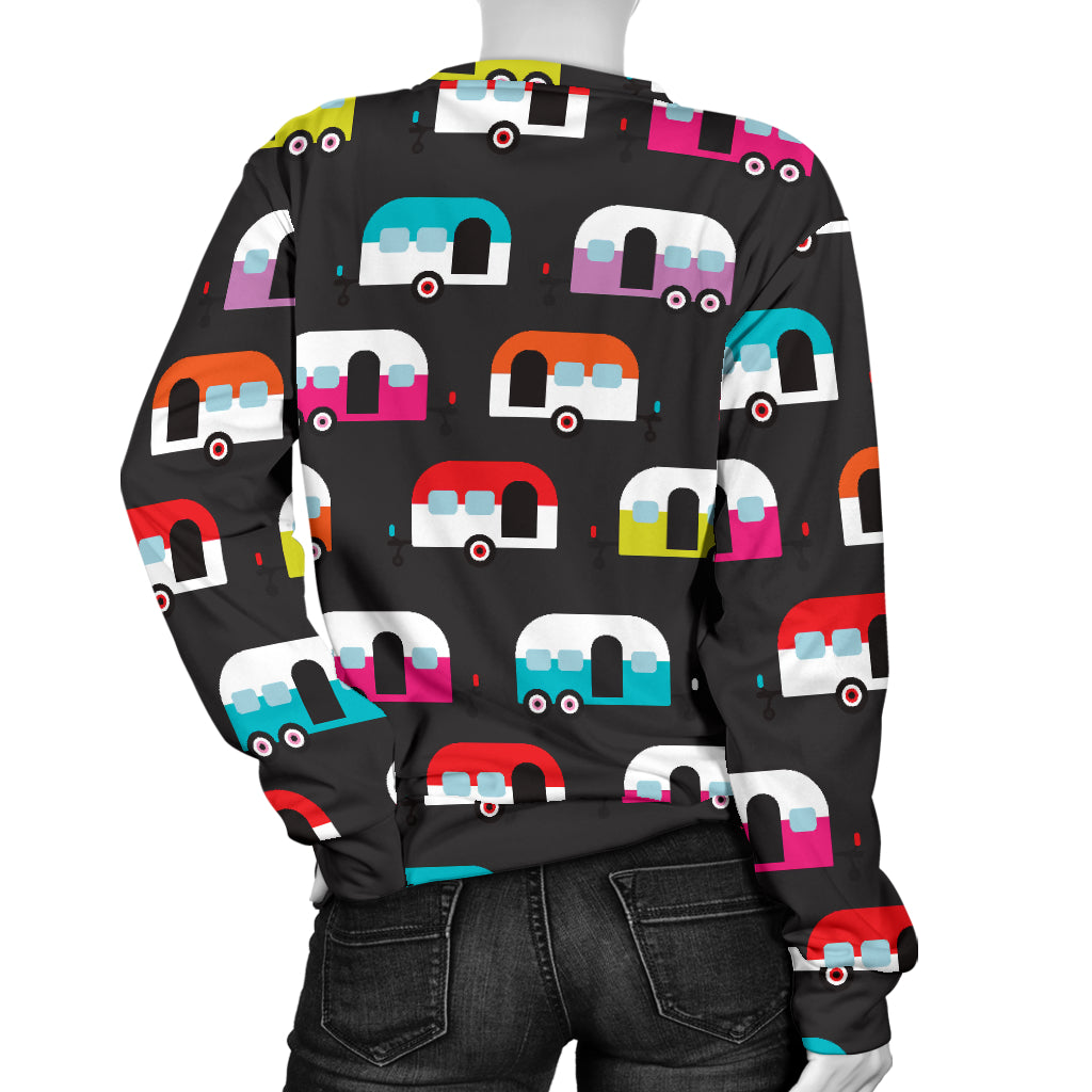 Camper Caravan Pattern Women Long Sleeve Sweatshirt