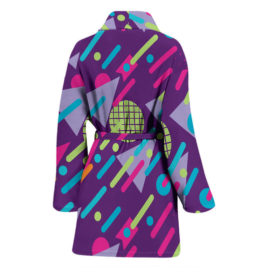 90s Pattern Print Design 4 Women Bathrobe