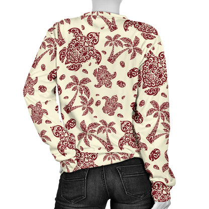 Polynesian Tattoo Turtle Themed Women Long Sleeve Sweatshirt