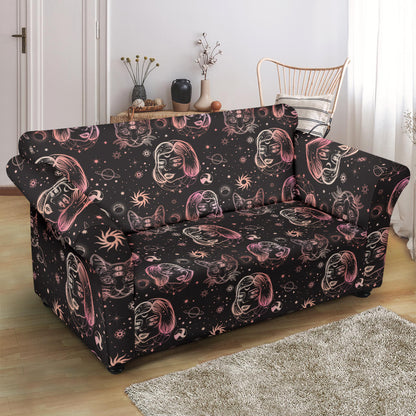 Third Eye Girl Cat Print Design LKS305 Loveseat Couch Slipcover