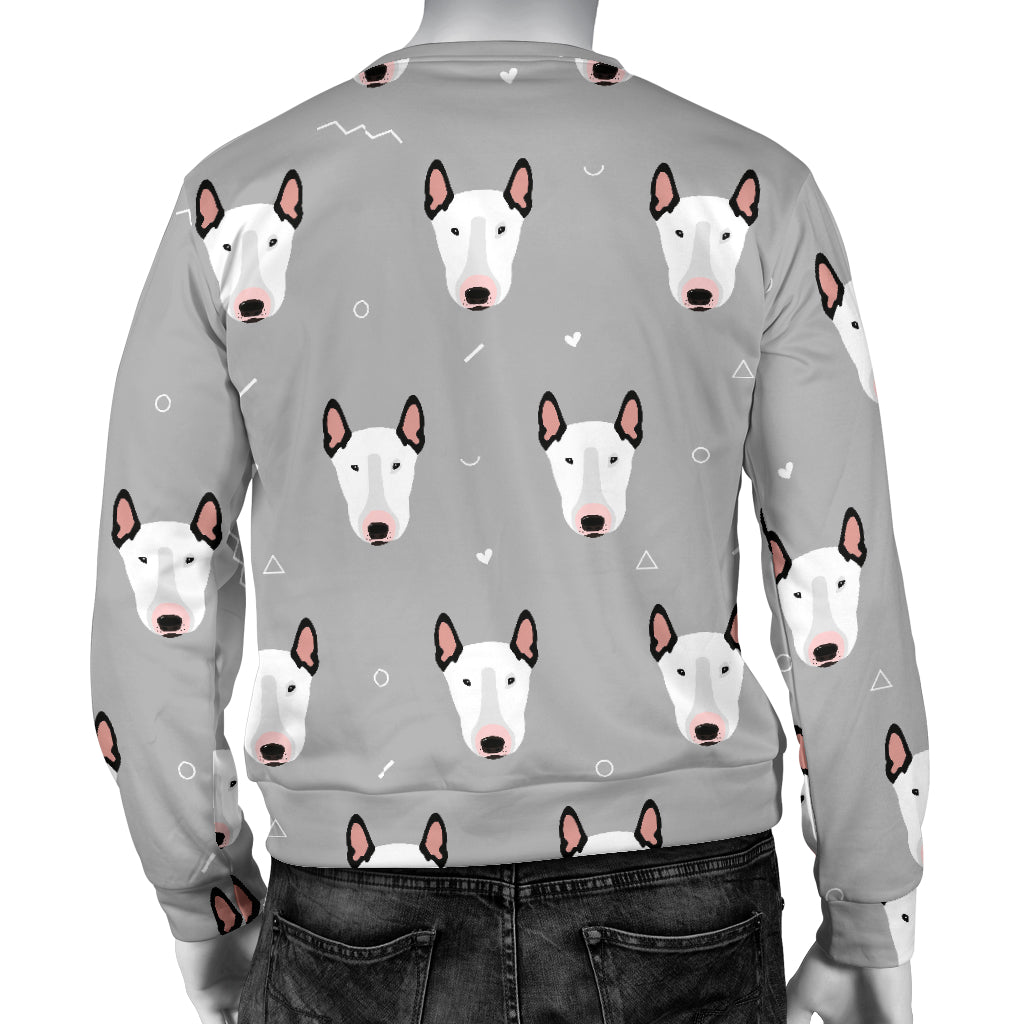 Bull Terrier Head Print Pattern Men Long Sleeve Sweatshirt