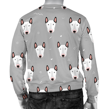 Bull Terrier Head Print Pattern Men Long Sleeve Sweatshirt