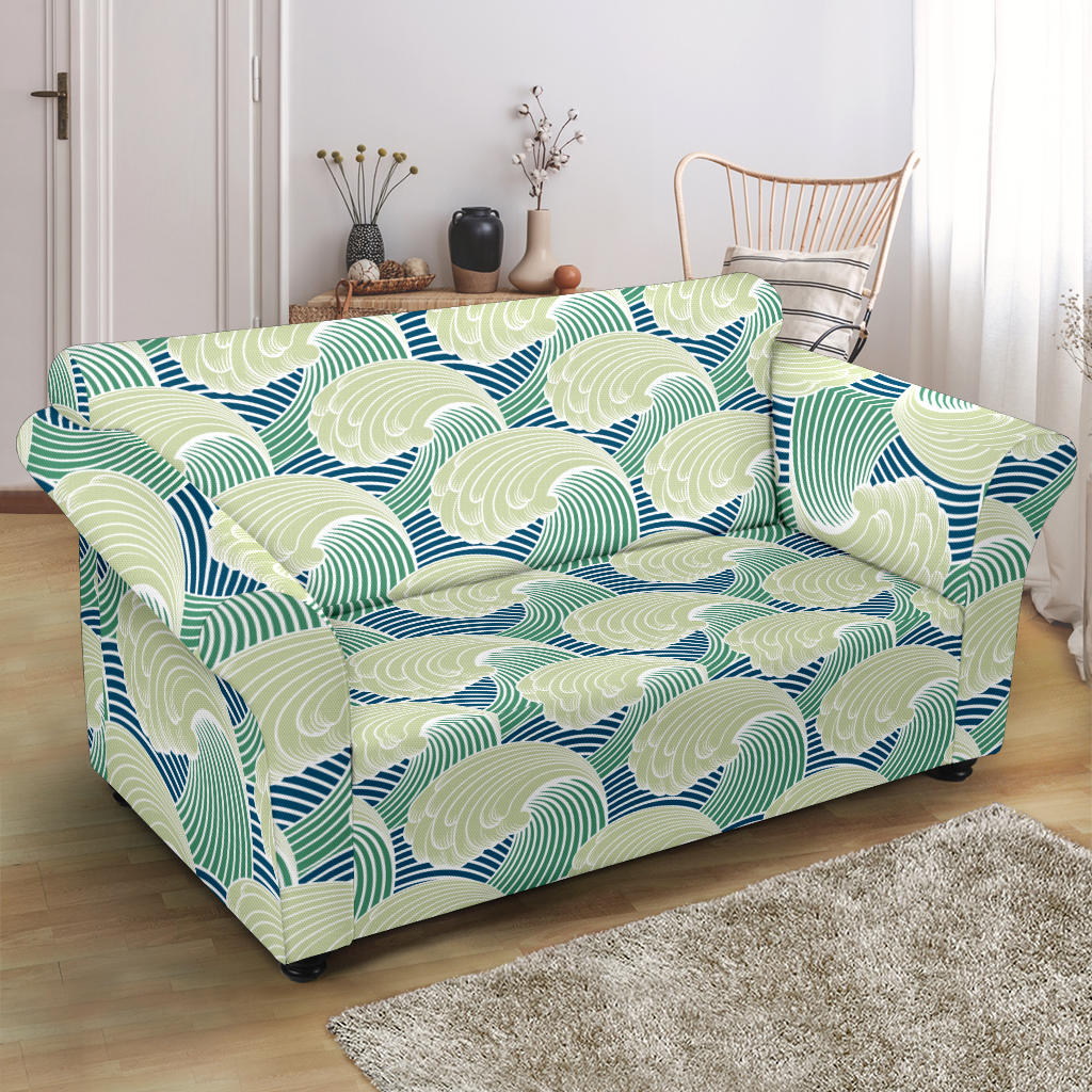 Wave Japan Style Print Design LKS302 Loveseat Couch Slipcover