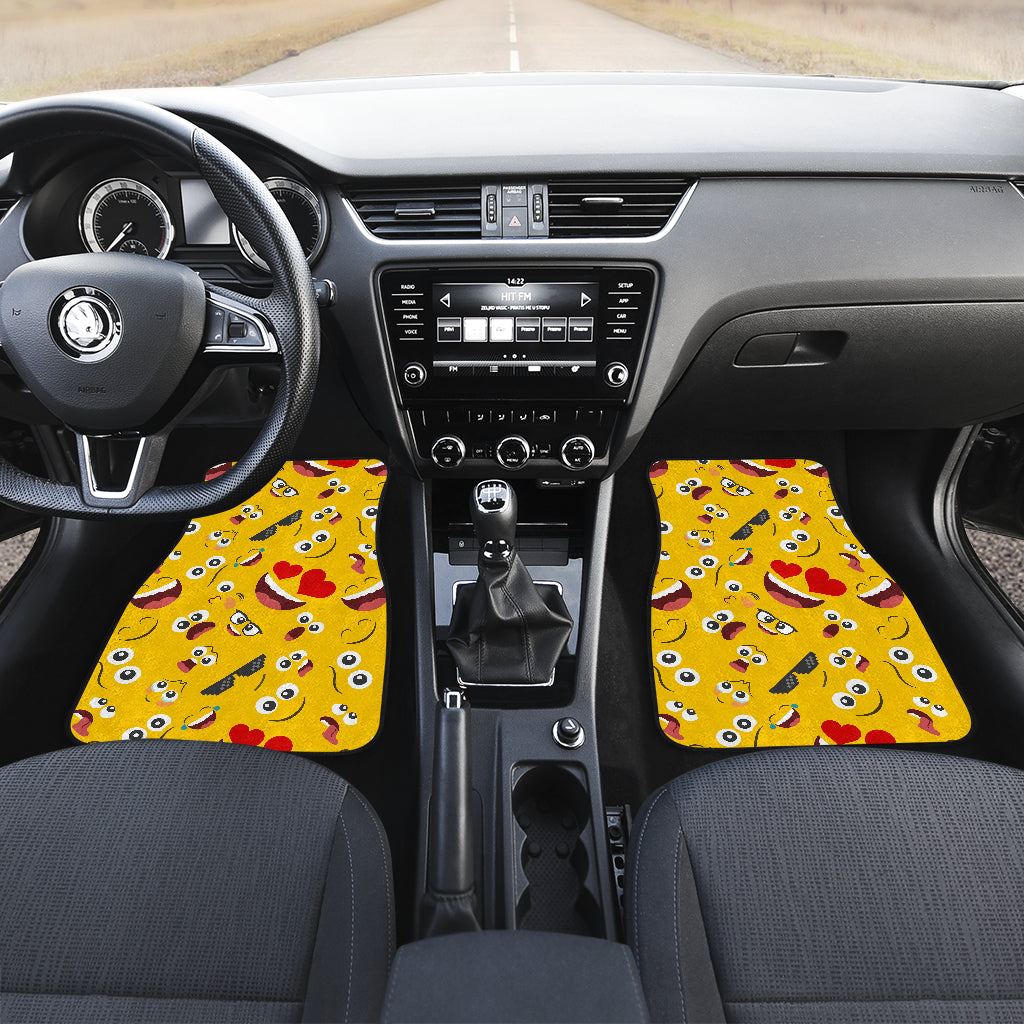 Emoji Face Print Pattern Car Floor Mats Front Back