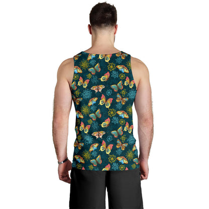 Butterfly Hand Draw Print Pattern Men Tank Top