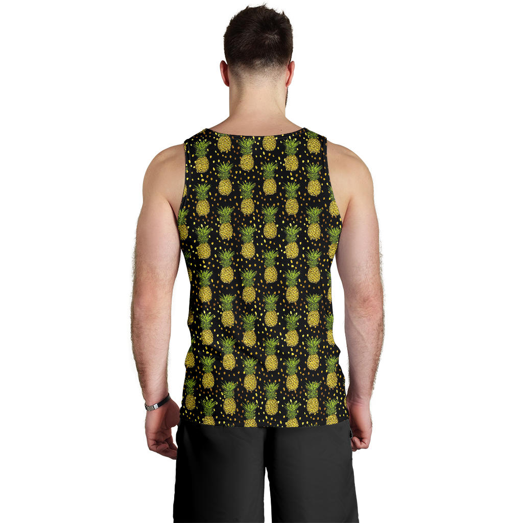 Pineapple Gold Dot Themed Print Men Tank Top