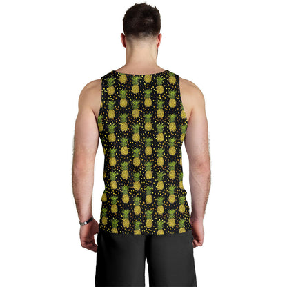 Pineapple Gold Dot Themed Print Men Tank Top