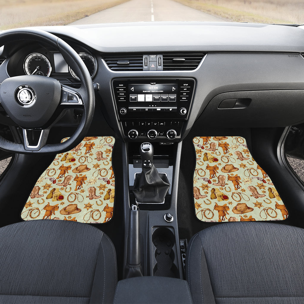 Western Cowboy Design Pattern Car Floor Mats Front Back