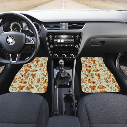 Western Cowboy Design Pattern Car Floor Mats Front Back