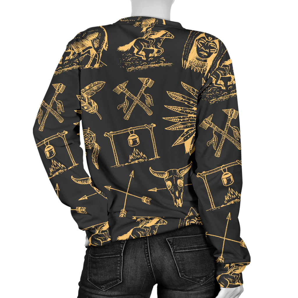 American indian Gold Style Women Long Sleeve Sweatshirt