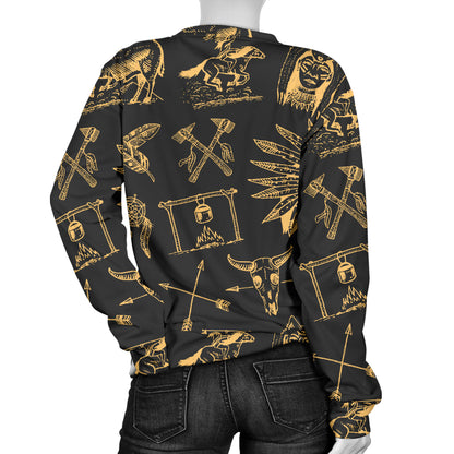 American indian Gold Style Women Long Sleeve Sweatshirt