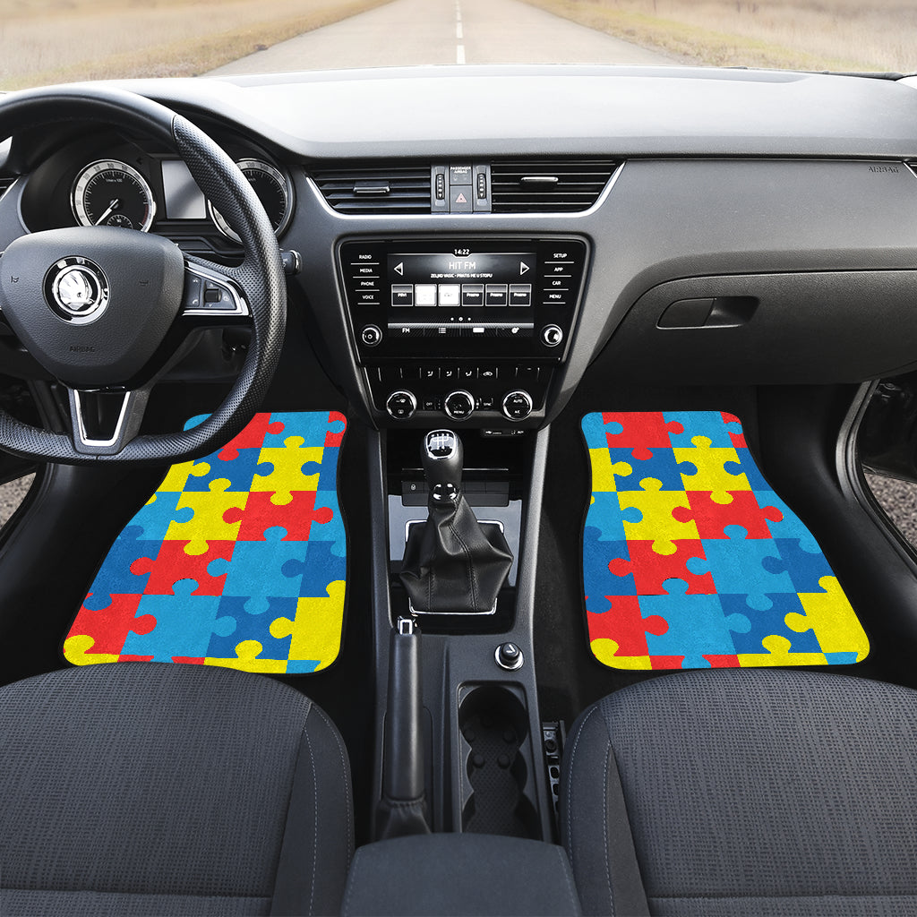 Autism Awareness Puzzles Design Print Car Floor Mats Front Back