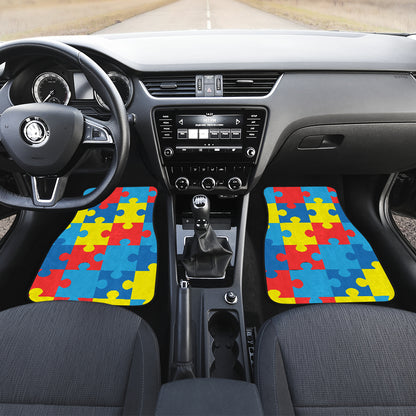 Autism Awareness Puzzles Design Print Car Floor Mats Front Back