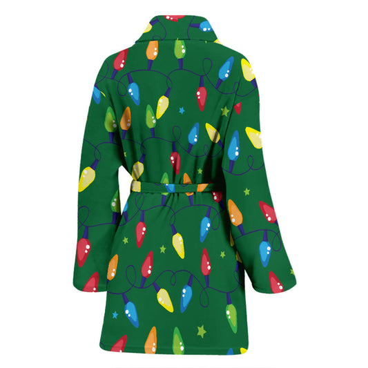 Christmas Light Pattern Print Design 02 Women Bathrobe
