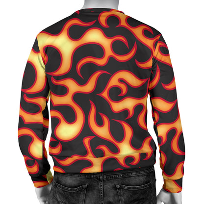 Flame Fire Themed Print Men Long Sleeve Sweatshirt
