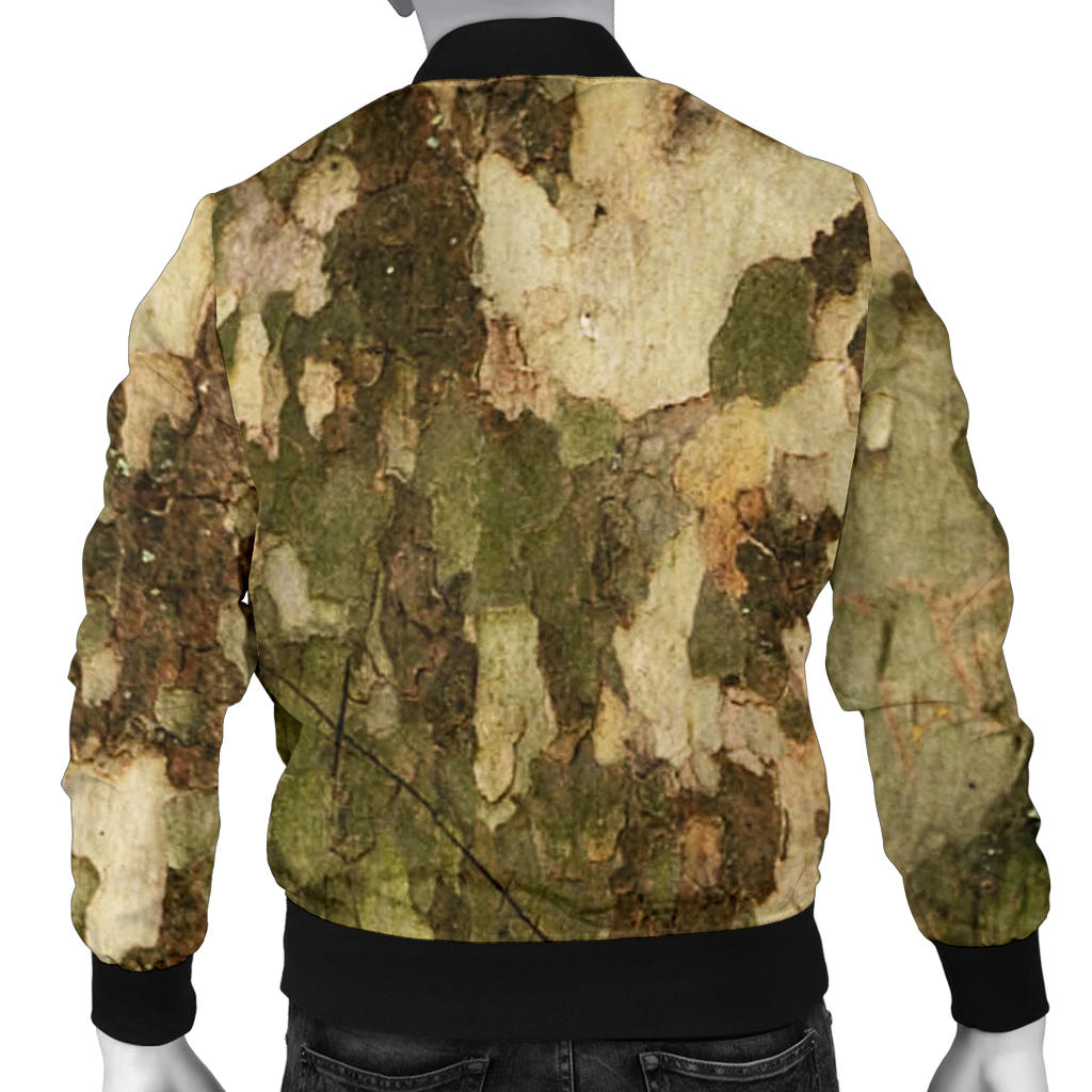 Camo Realistic Tree Texture Print Men Bomber Jacket
