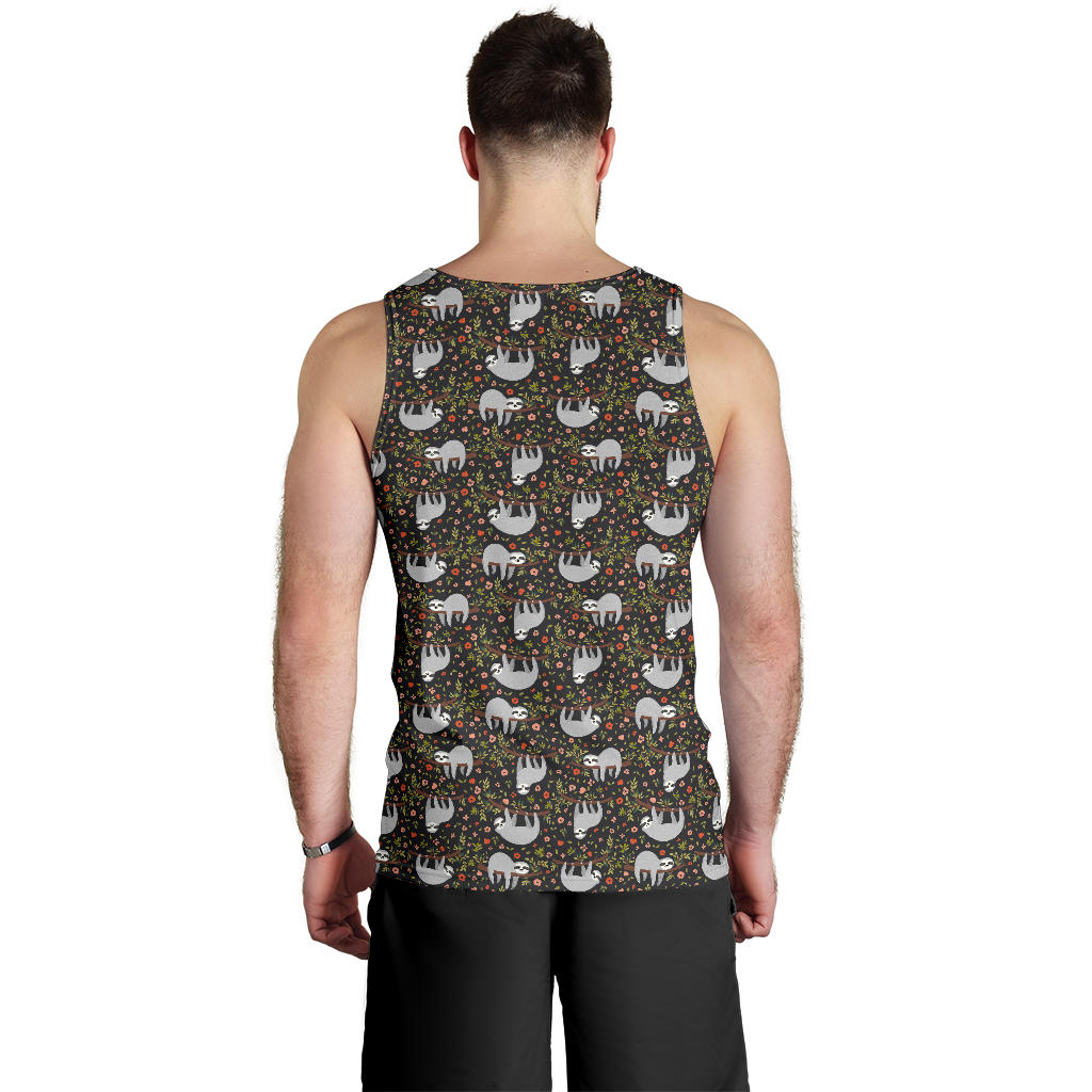 Sloth Cute Design Themed Print Men Tank Top