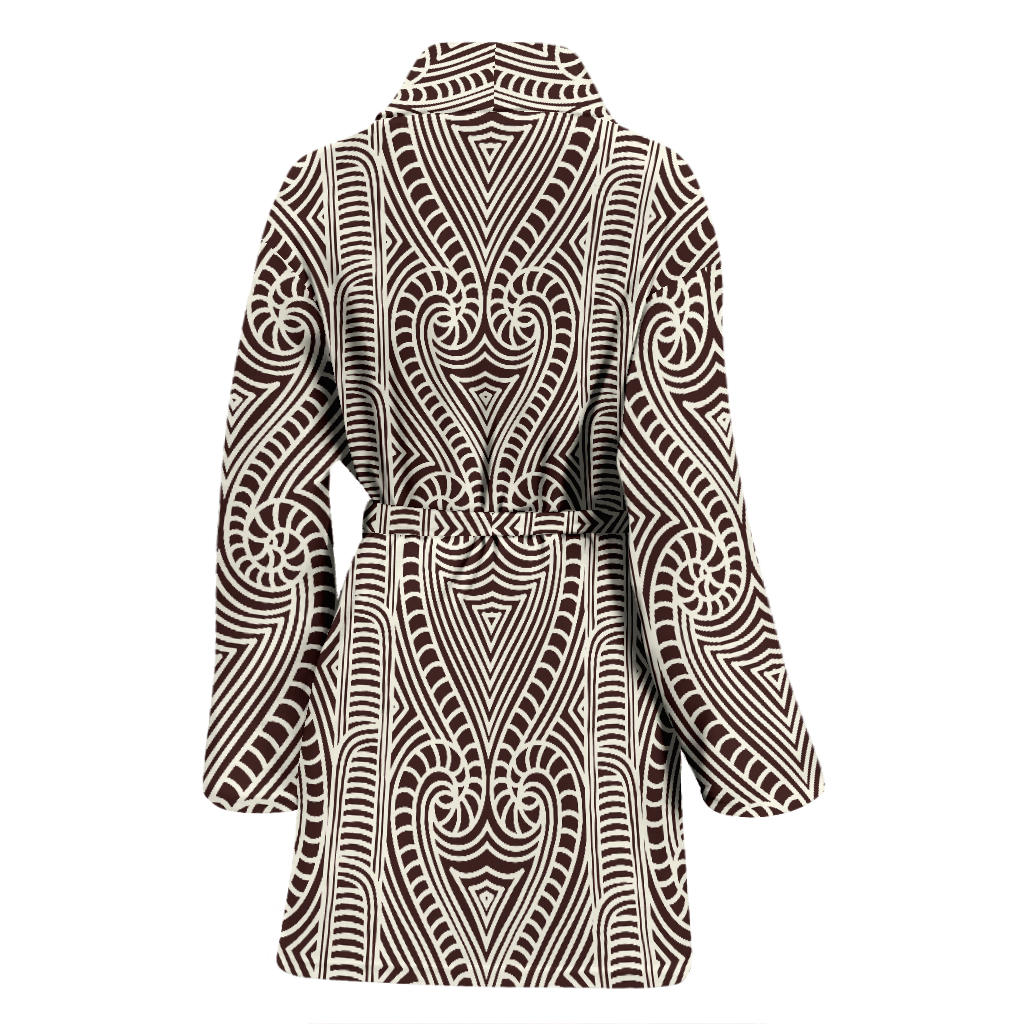 Maori Pattern Print Design 04 Women Bathrobe
