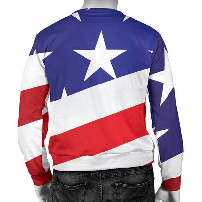 American flag Print Men Long Sleeve Sweatshirt