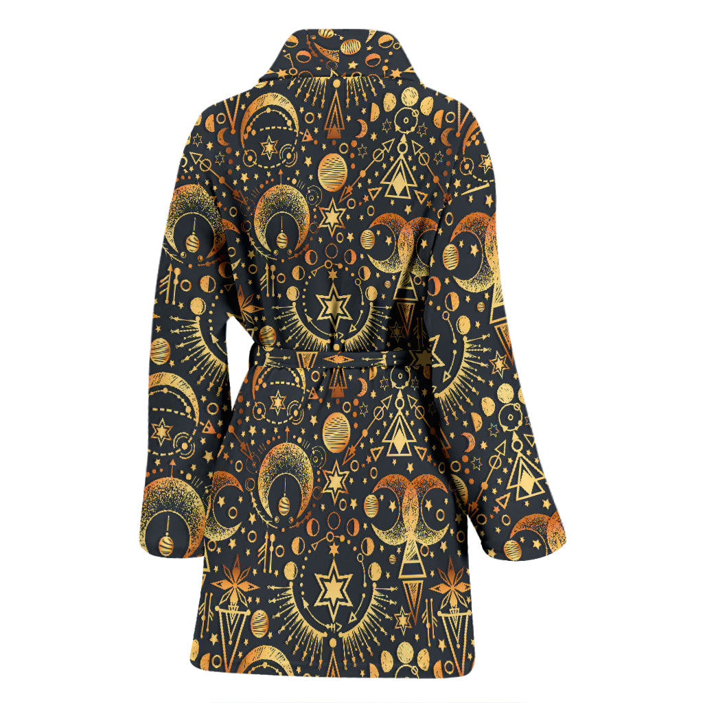 Sun Moon Print Design LKS308 Women Bathrobe